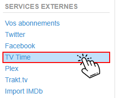 TV Time dans les services externes de BetaSeries