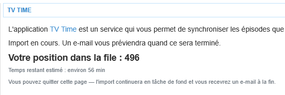 File d'attente de traitement de l'importation TV Time dans BetaSeries
